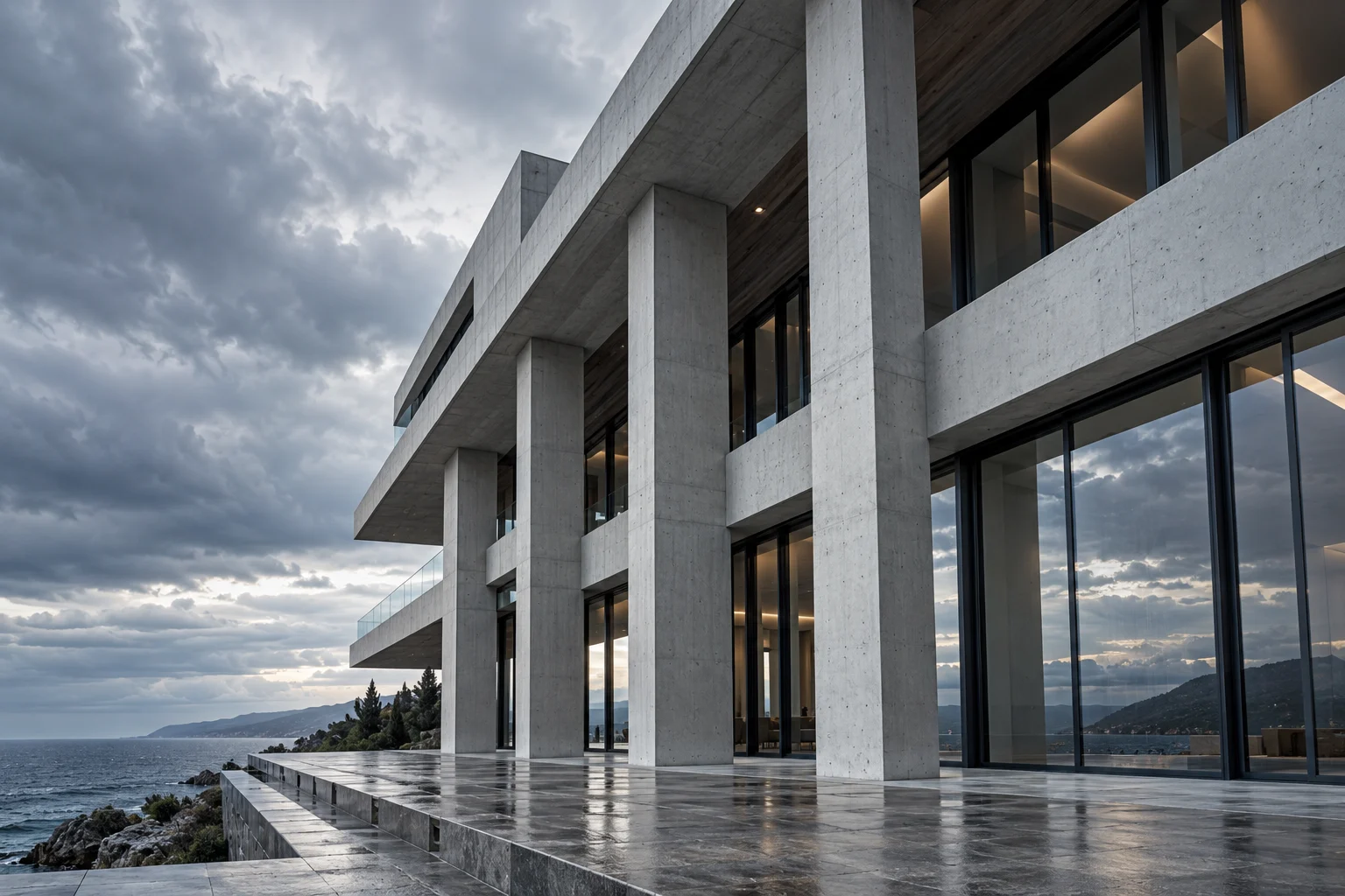 Modern betonarme yapının mimari ve taşıyıcı sistem detayları